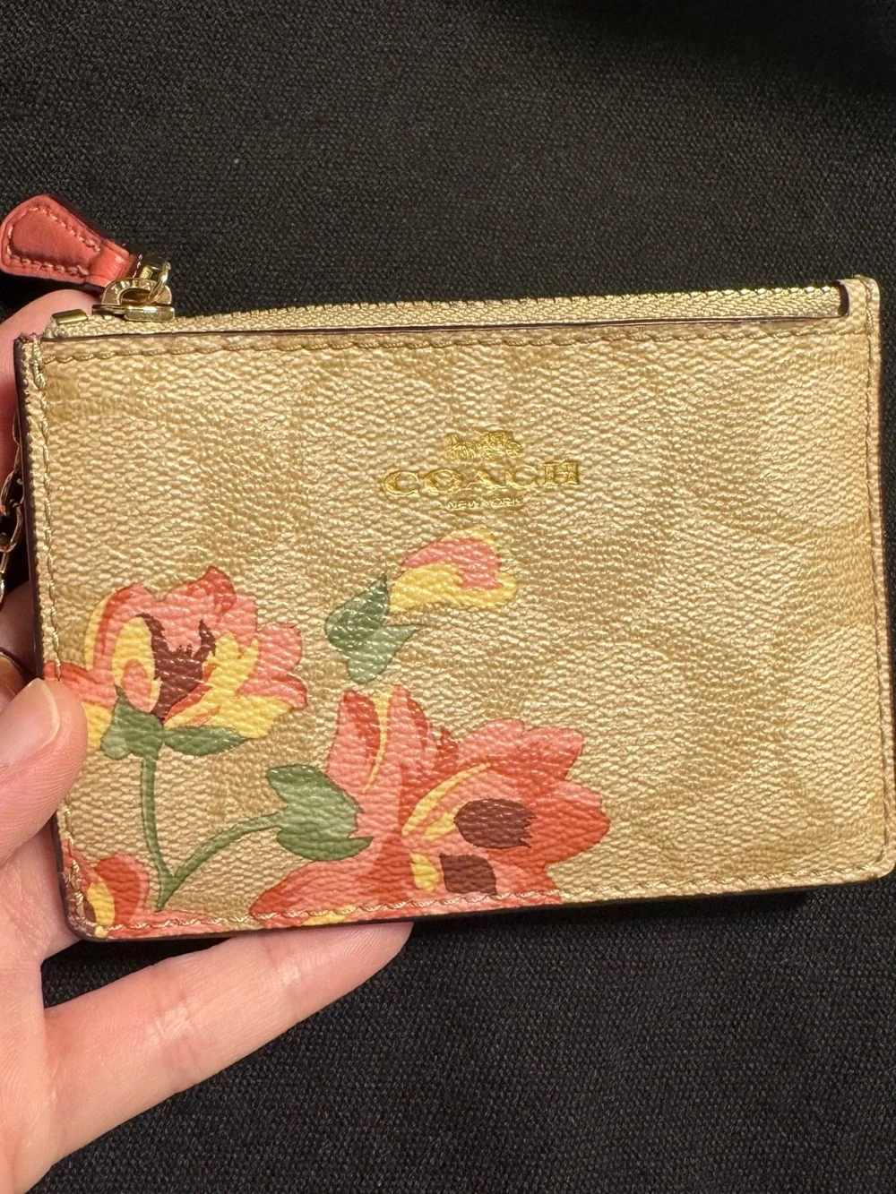 Coach - Mini Skinny ID Case Wallet Signature Canvas with Floral Print